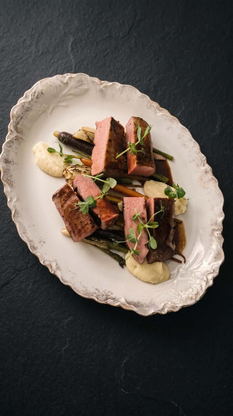 Kök sebzelerle sous vide dana kontrafile