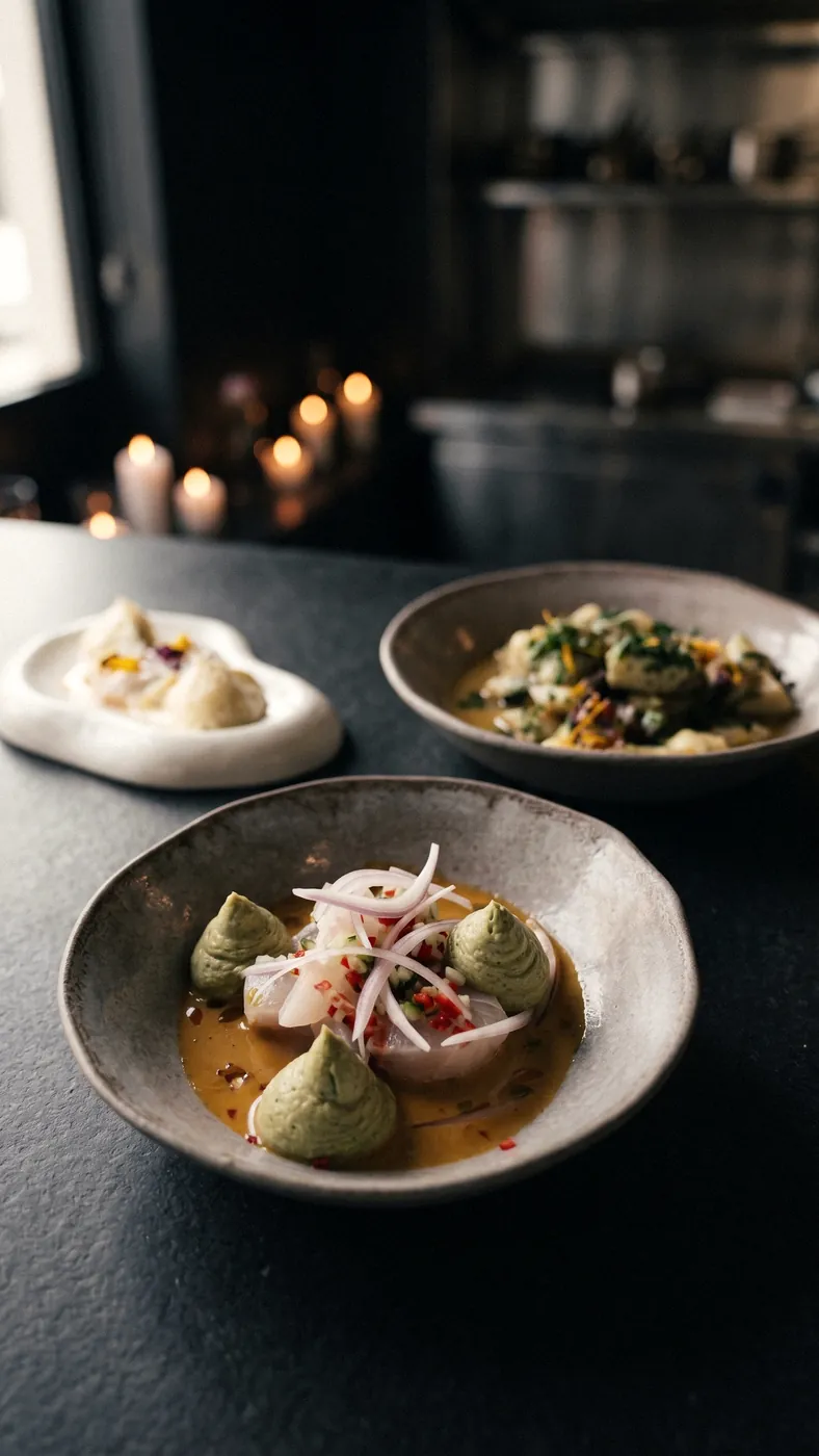 Mum ışığında servis edilen ceviche